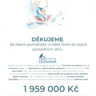 Už téměř deset let podporujeme Mobilní hospic Ondrášek